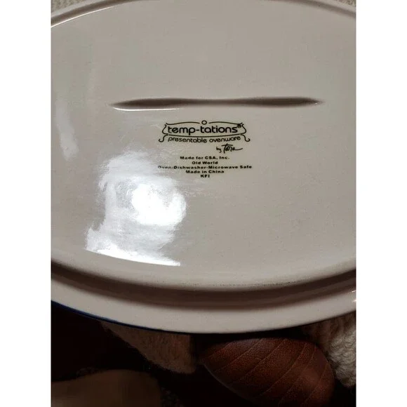 Temptations By Tara Blue Old World 12" & 13.5" Oval Serving Trays Lids - Picture 8 of 16